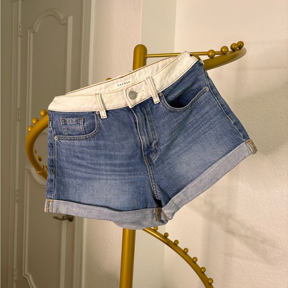 PacSun Blue & White Denim Shorts